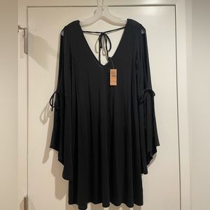 Black Lightweight Long Sleeved Dress with Arm Cutouts